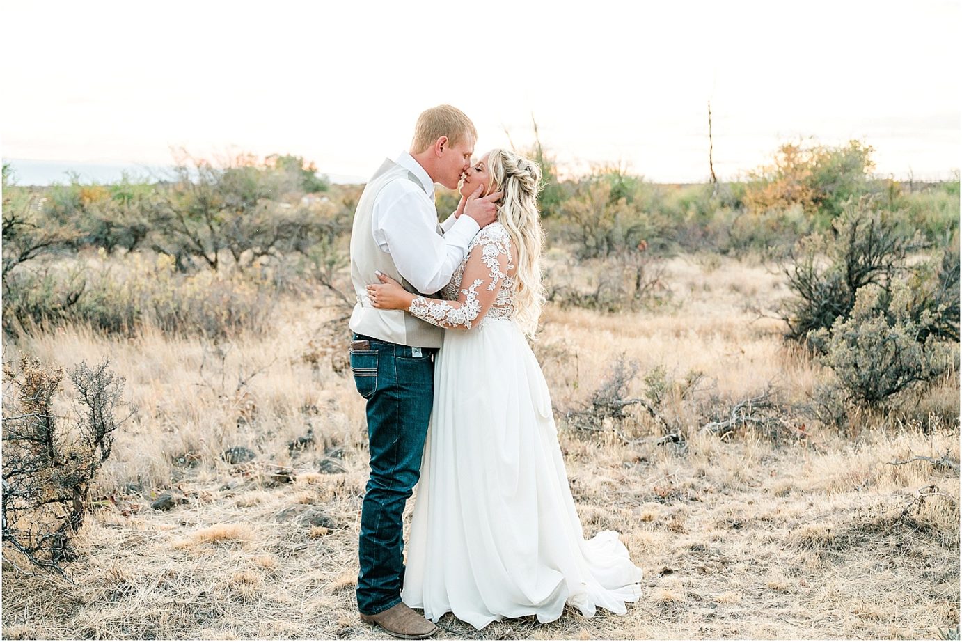 Sweetwater Ranch Wedding Ellensburg Photographer Clay and Hayley sunset portraits