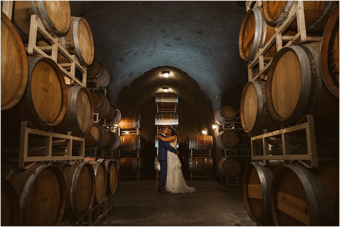 Terra Blanca Winery Wedding Benton City WA Nate and Jacqueline wine cave
