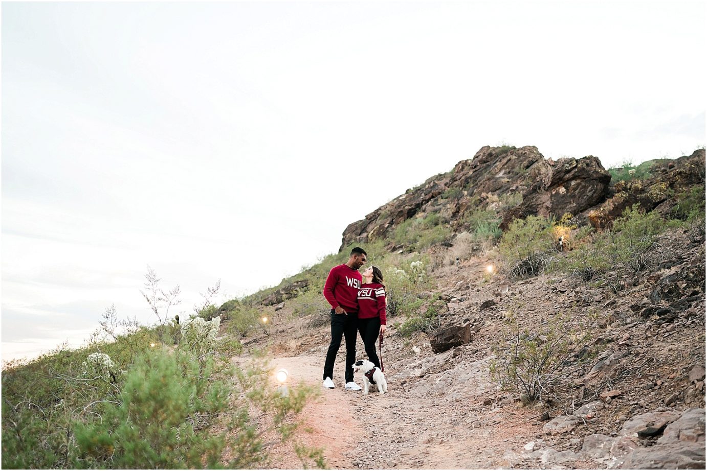 Desert engagement session tempe photographer Mansel and Rita on top of the rock