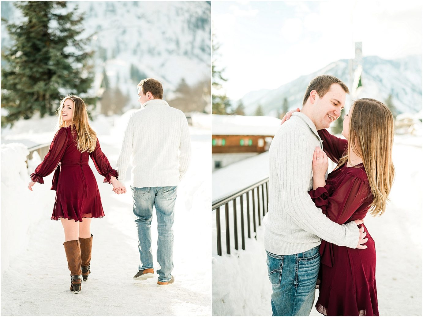 Leavenworth Engagement Session Leavenworth Photographer Dylan and Sydney walking down the street