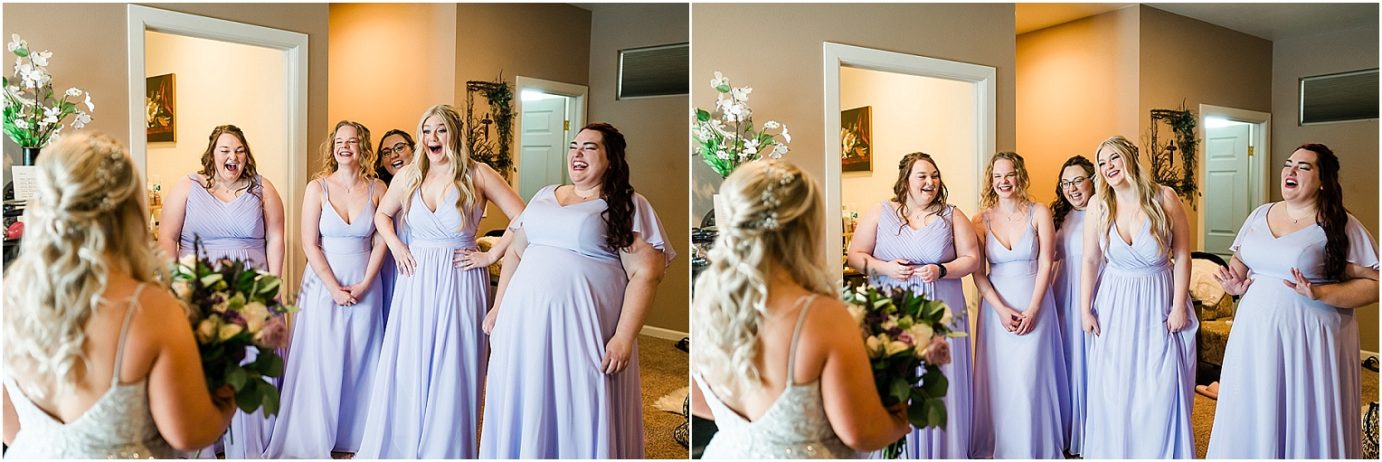 Tin Roof Venue Wedding Moses Lake Dakota and Madisyn bridesmaids first look