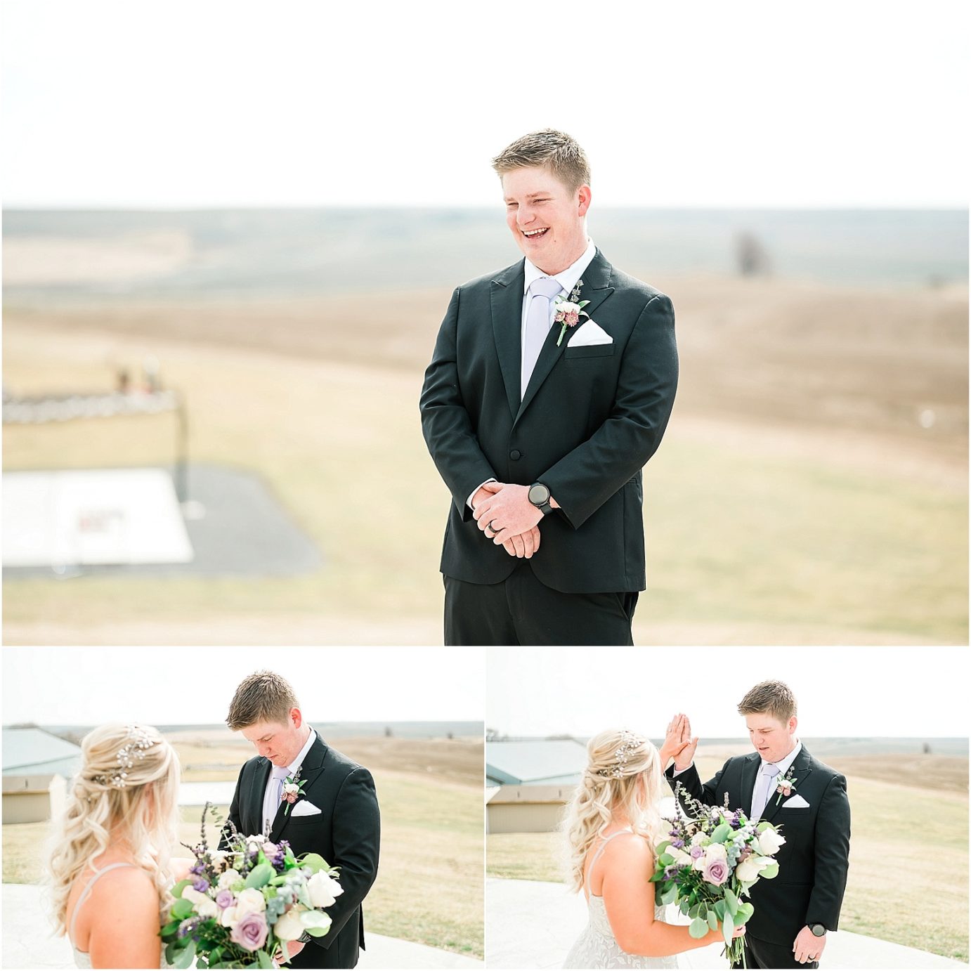 Tin Roof Venue Wedding Moses Lake Dakota and Madisyn first look with brides brother
