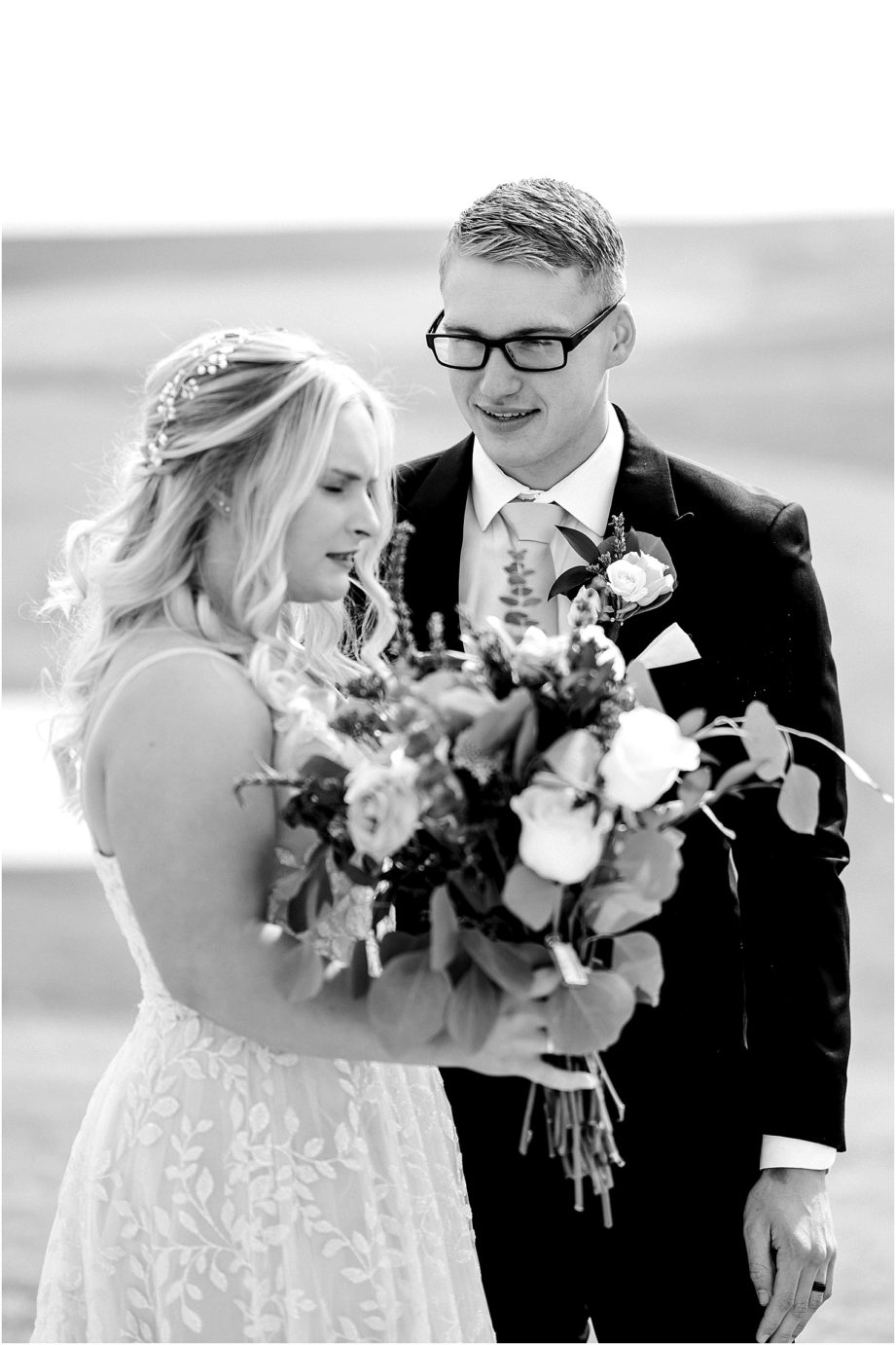 Tin Roof Venue Wedding Moses Lake Dakota and Madisyn first look with groom