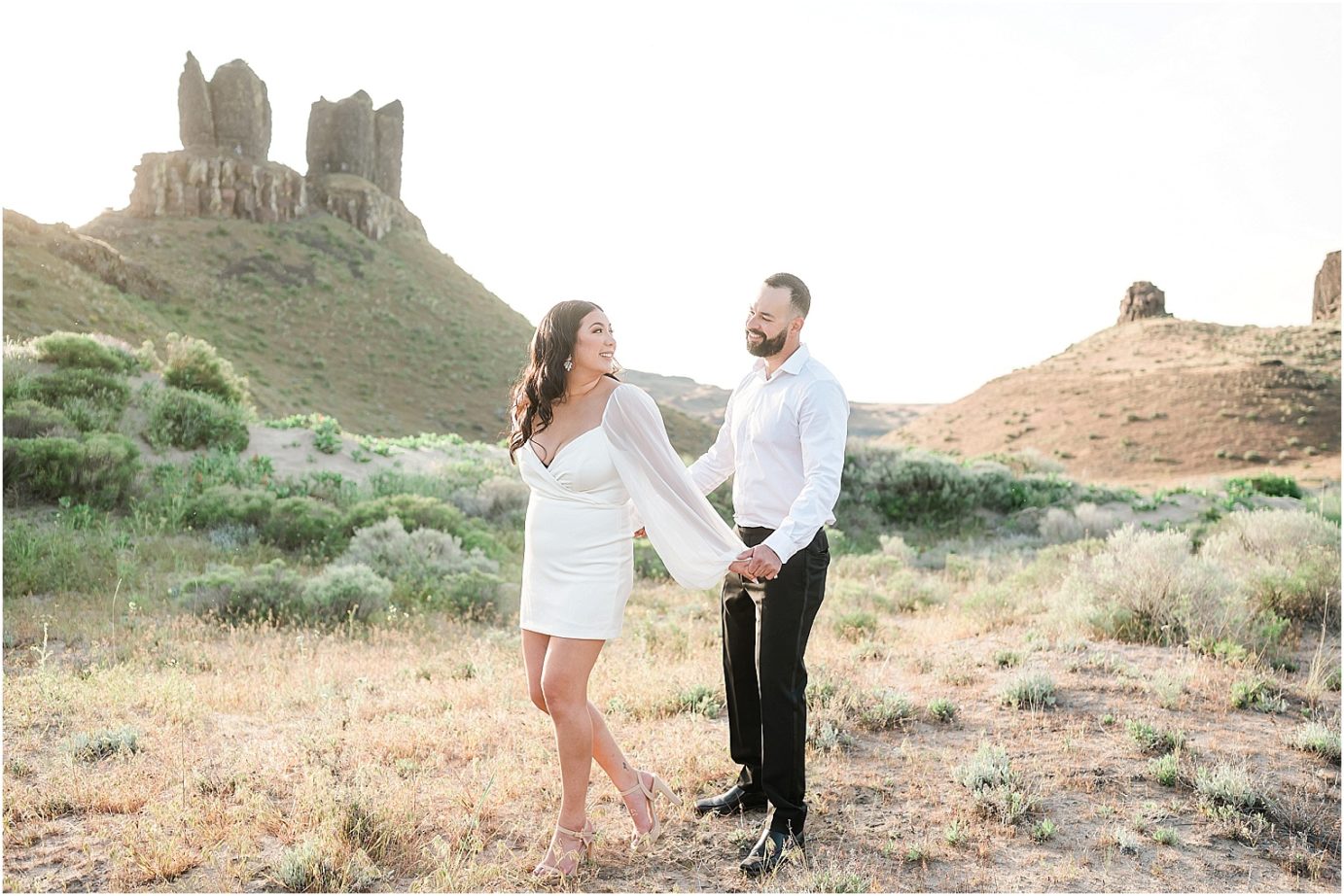 Desert Engagement session Eastern Washington Julio and Marissa dancing by Twin Sisters