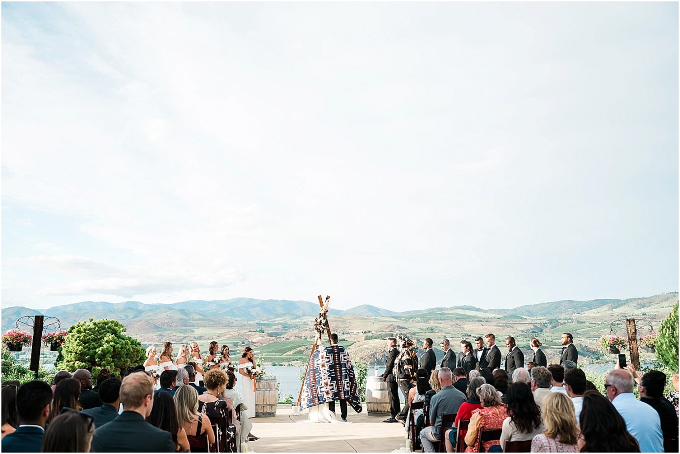 Karma Vineyards Wedding Chelan Photographer Mansel and Rita ceremony with native american blessing