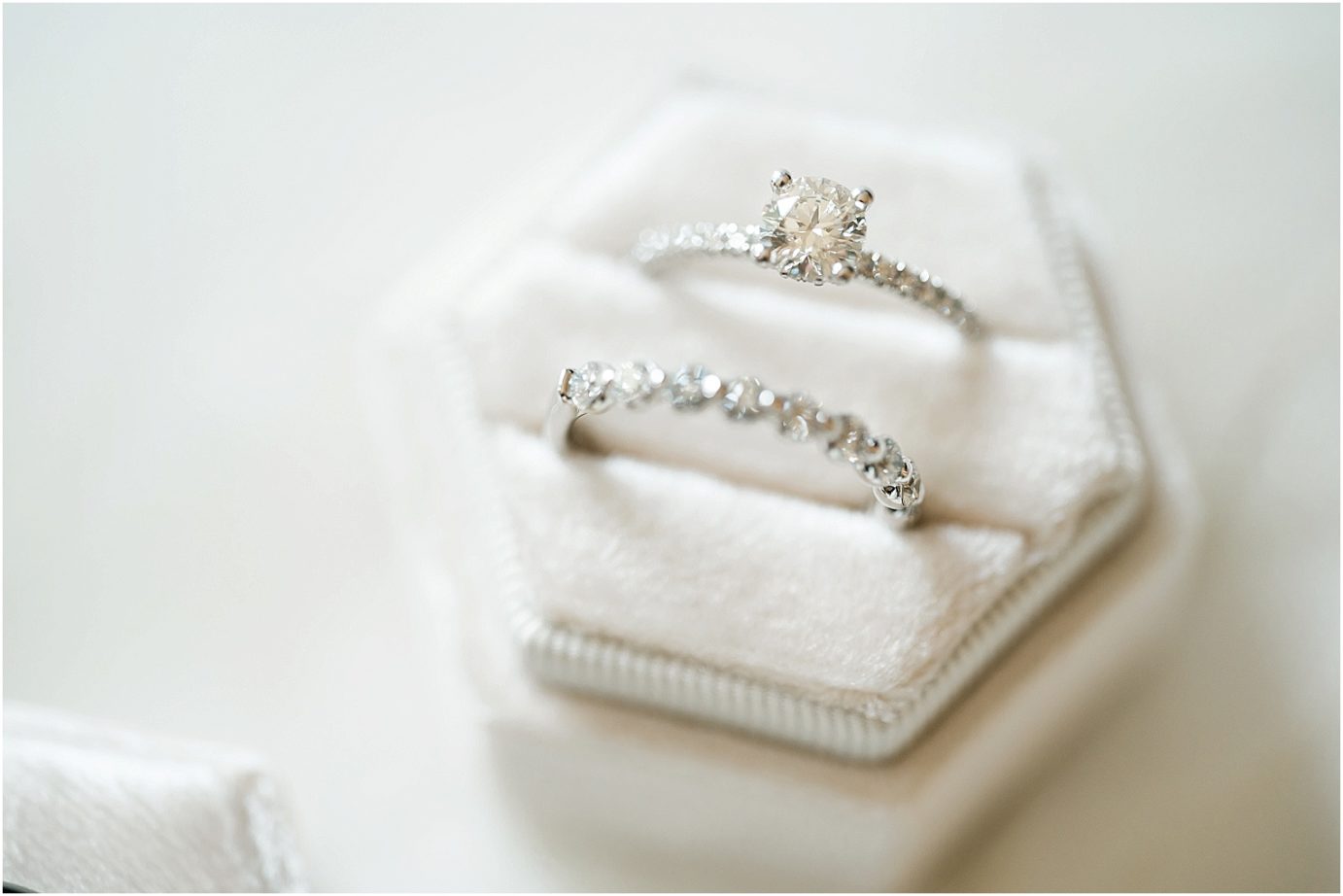 Ring shot with ring box from wedding details styling kit