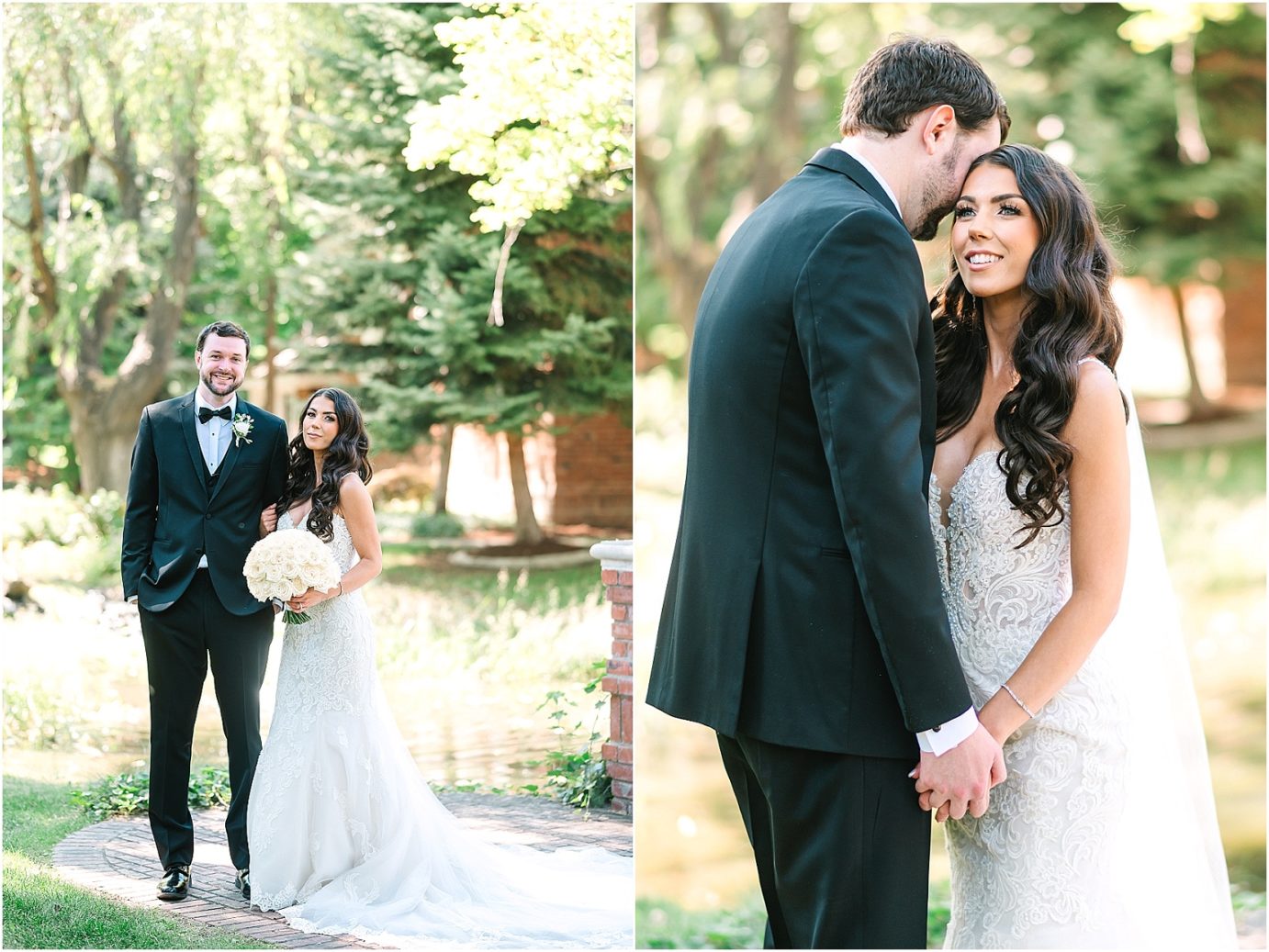 Disney-inspired Oakshire Estate Wedding bride and groom portraits by a pond