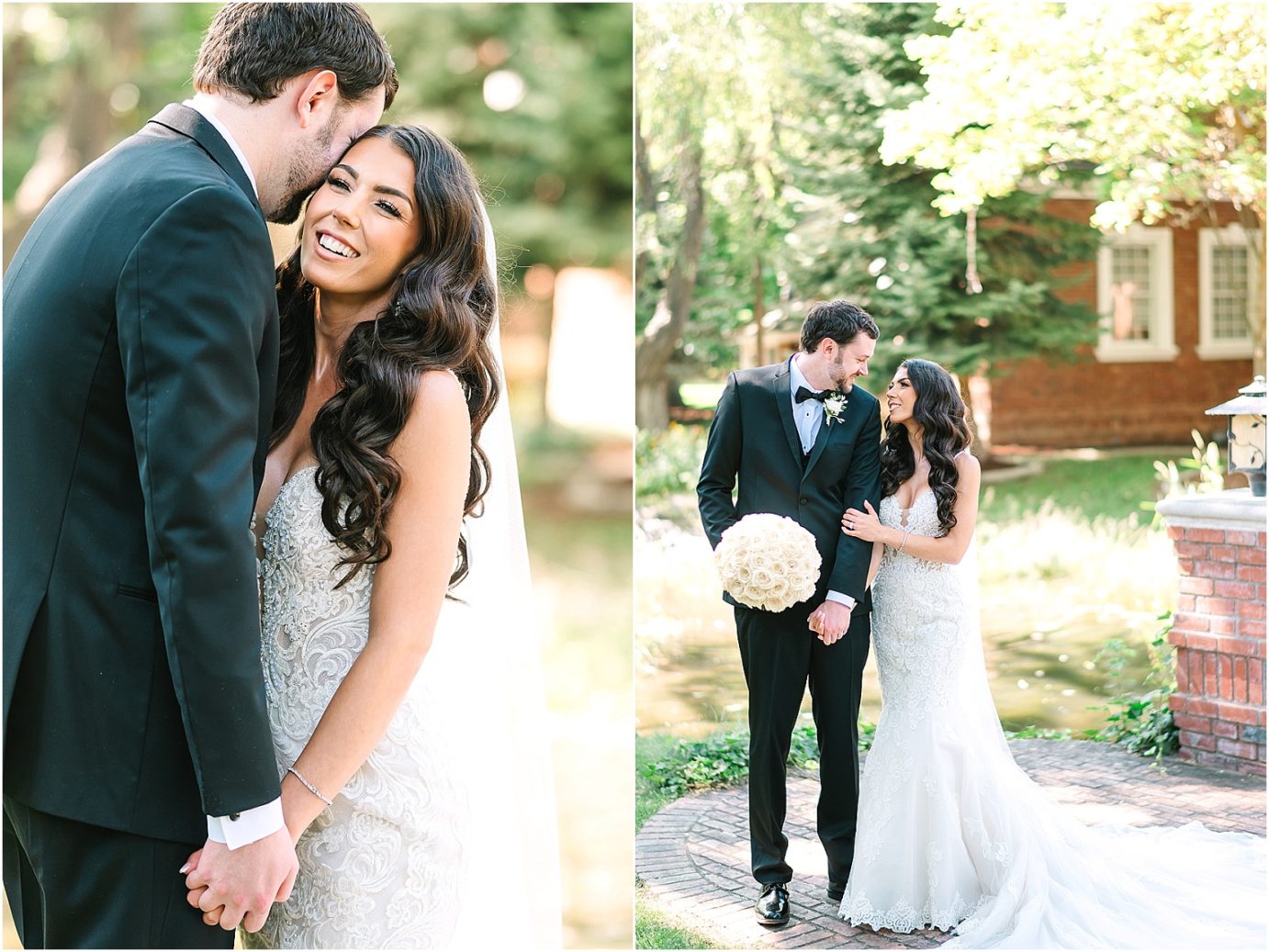 Disney-inspired Oakshire Estate Wedding bride and groom portraits by a pond