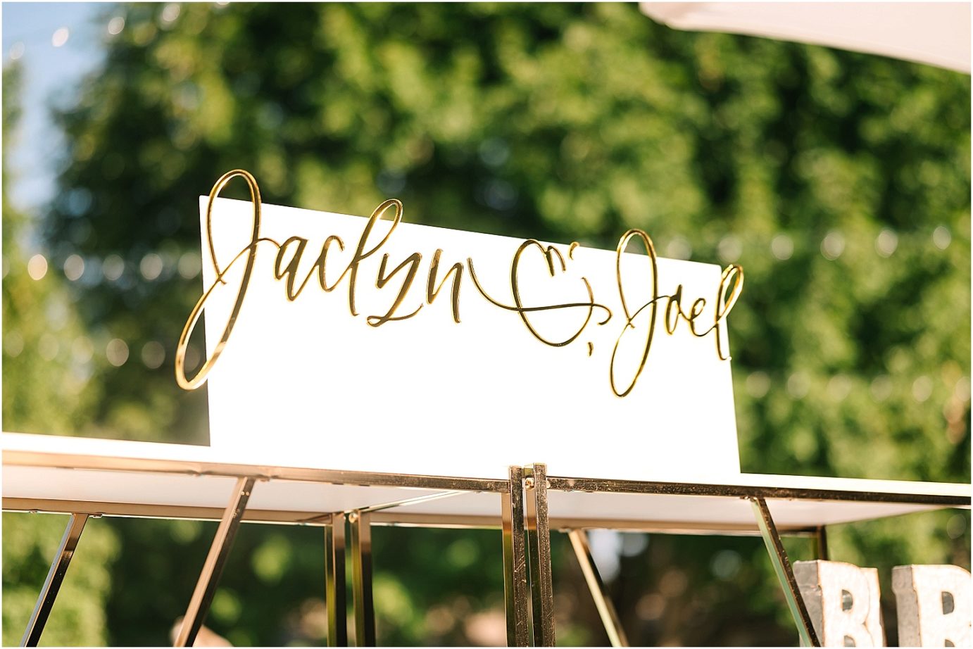Disney-inspired Oakshire Estate Wedding table signage by Carly Allred Studio