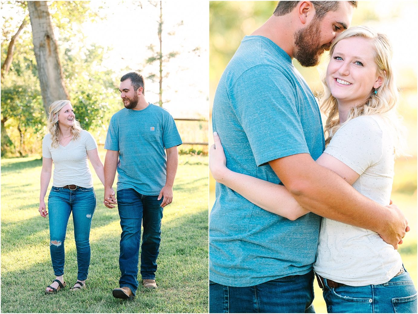 Garden engagement Session Ellensburg Andrew and Dani couple hugging in a field