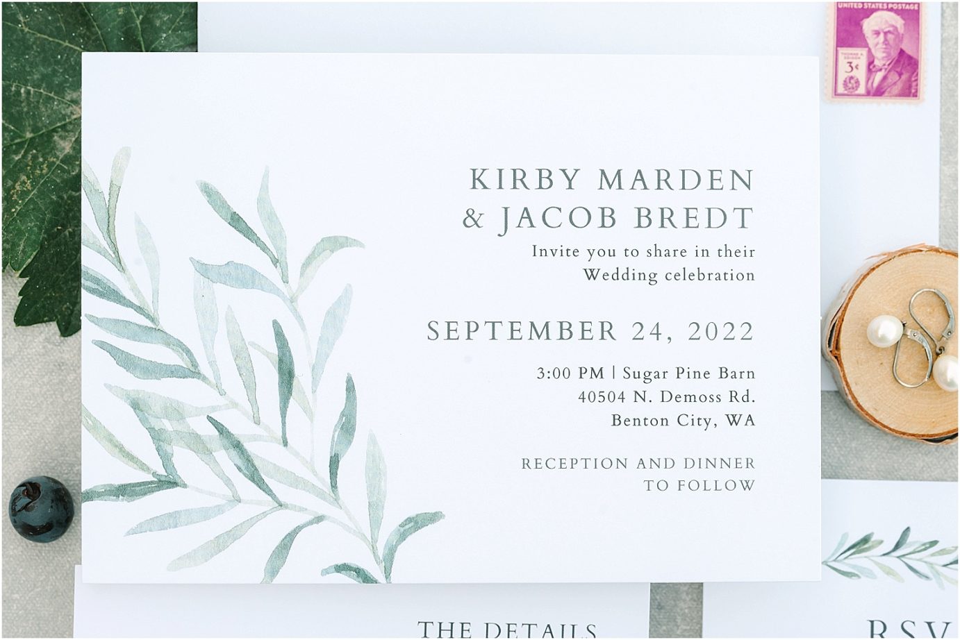 Wedding at Sugar Pine Barn - wedding invitation suite