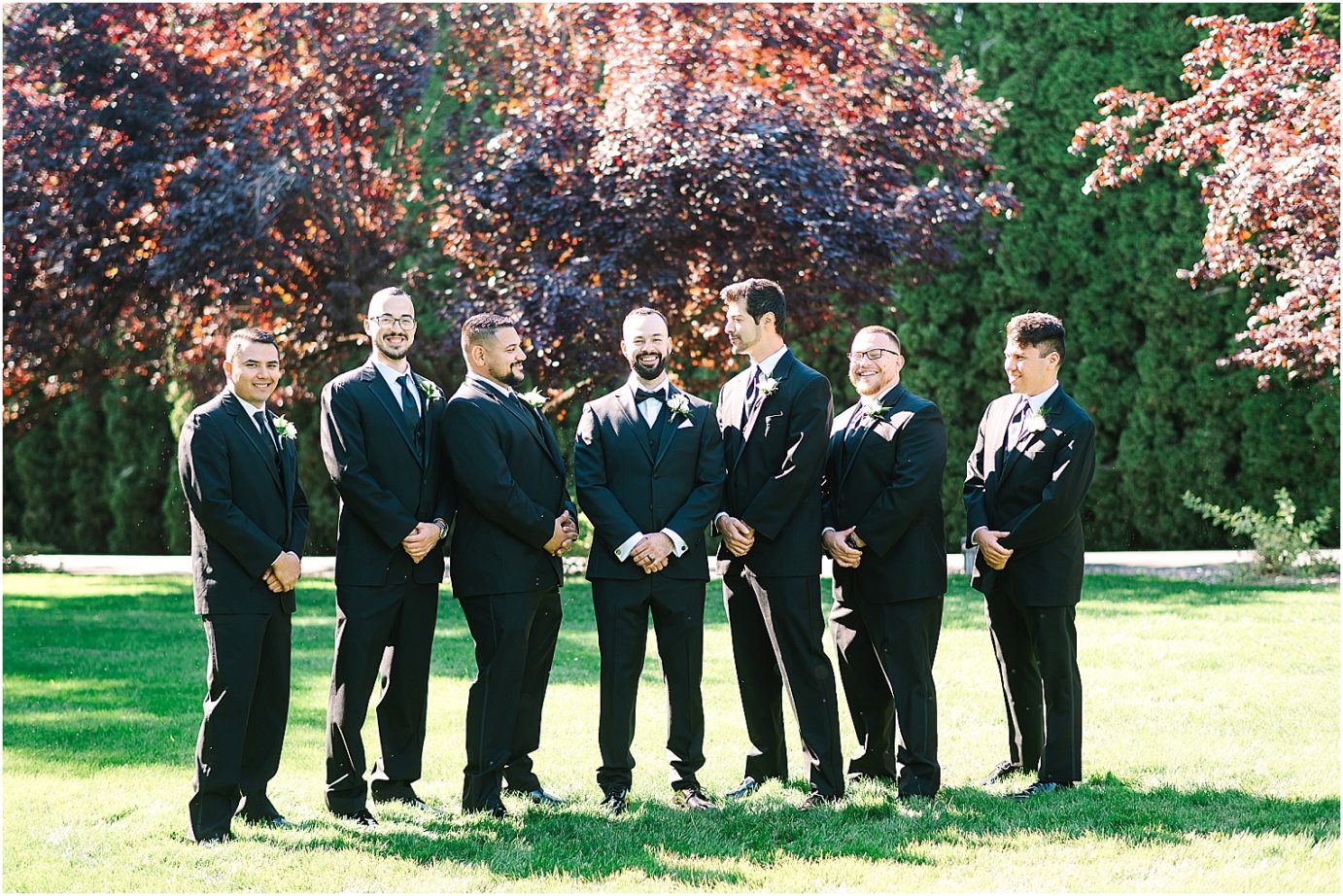 Wedding at Promise Garden groom with groomsmen