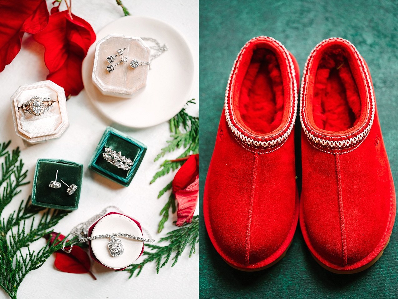 Wintery Pine River Ranch wedding brides reception ugg slippers