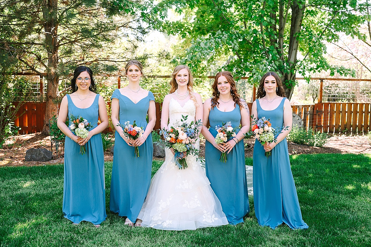 Creekstone Gardens Wedding Walla Walla bridesmaids in dusty blue