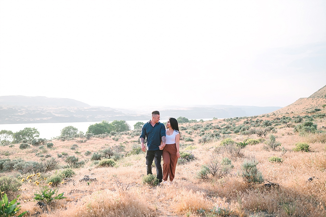 Eastern Washington engagement session Nathan and Ashley standing in a field