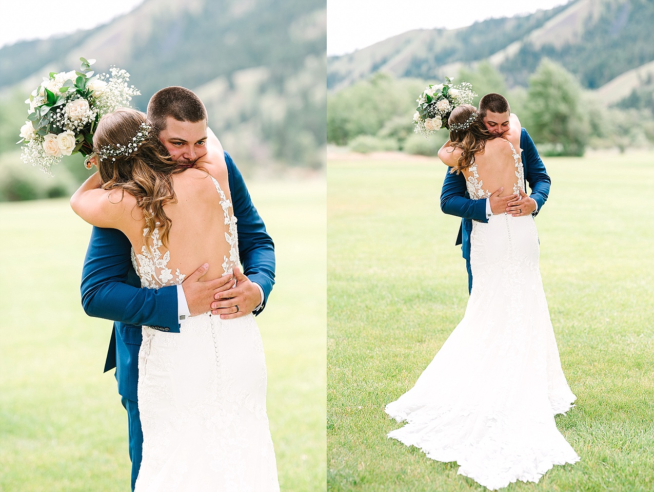 American Homestead Wedding Naches Photographer Bailey and Nikkie first look and groom is crying