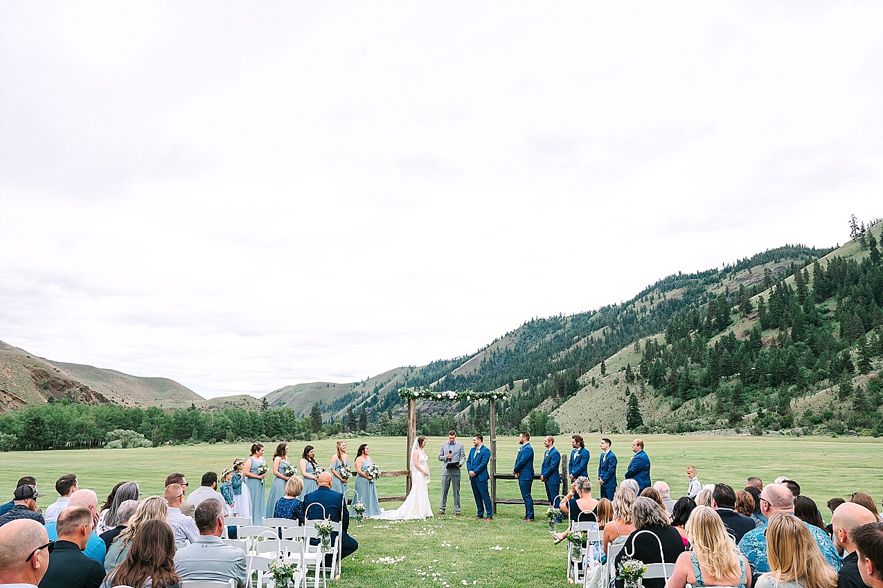 American Homestead Wedding Naches Photographer Bailey and Nikkie ceremony overlooking valley