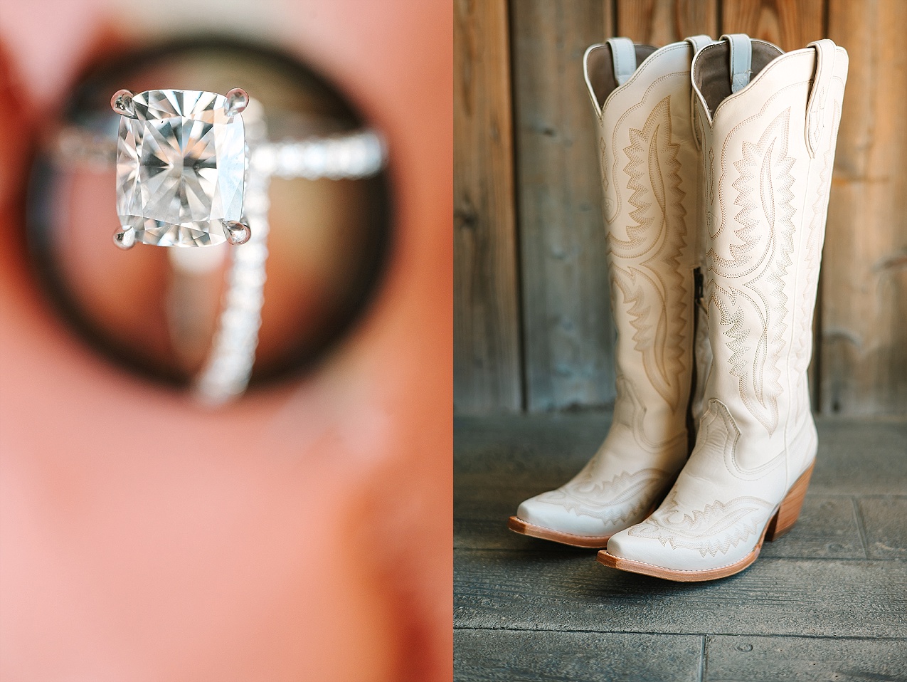 McIntosh Ranch Wedding Ellensburg WA Blake and Korteney ring shot and cowgirl boots