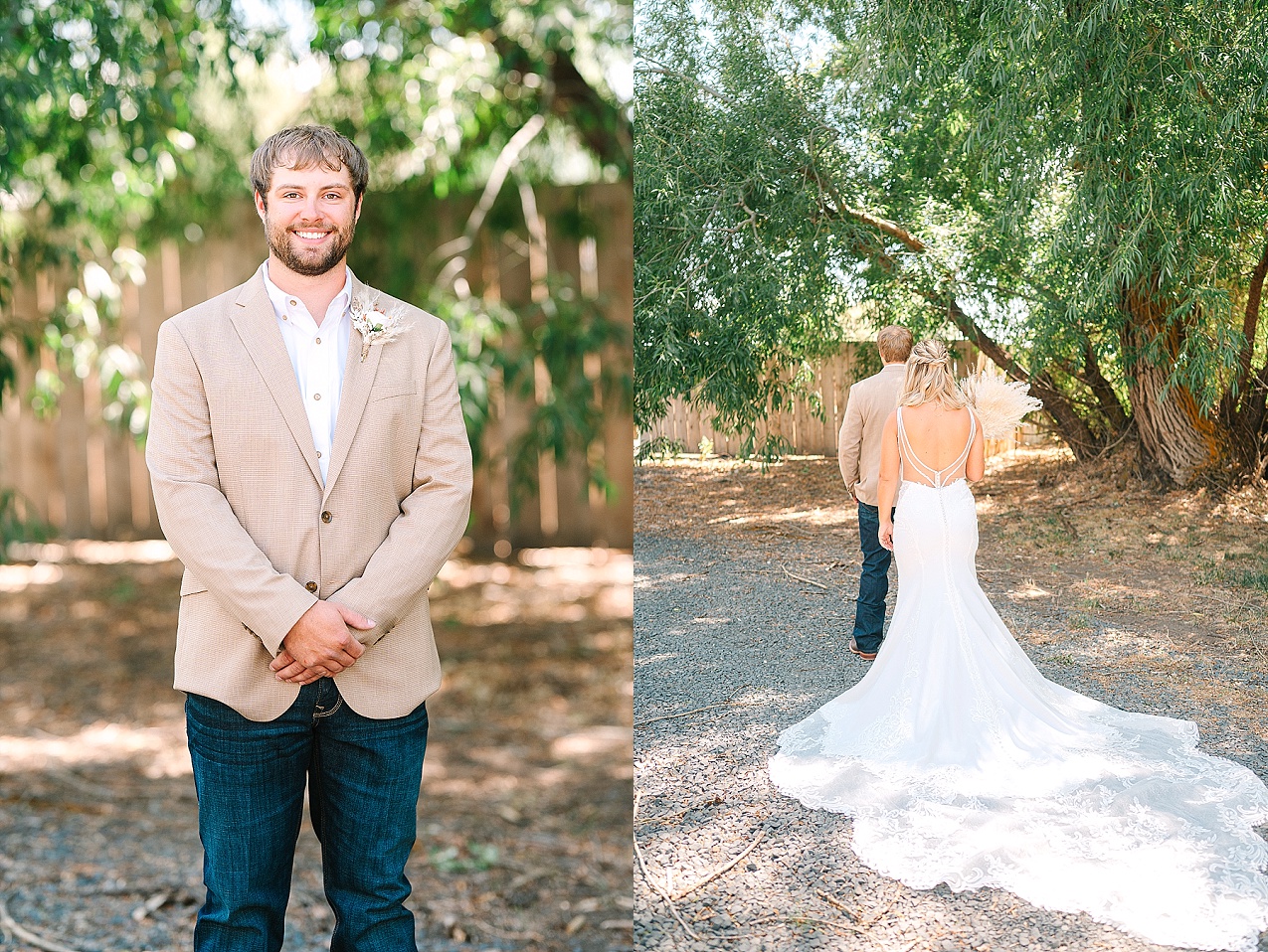 McIntosh Ranch Wedding Ellensburg WA Blake and Korteney bride and groom first look
