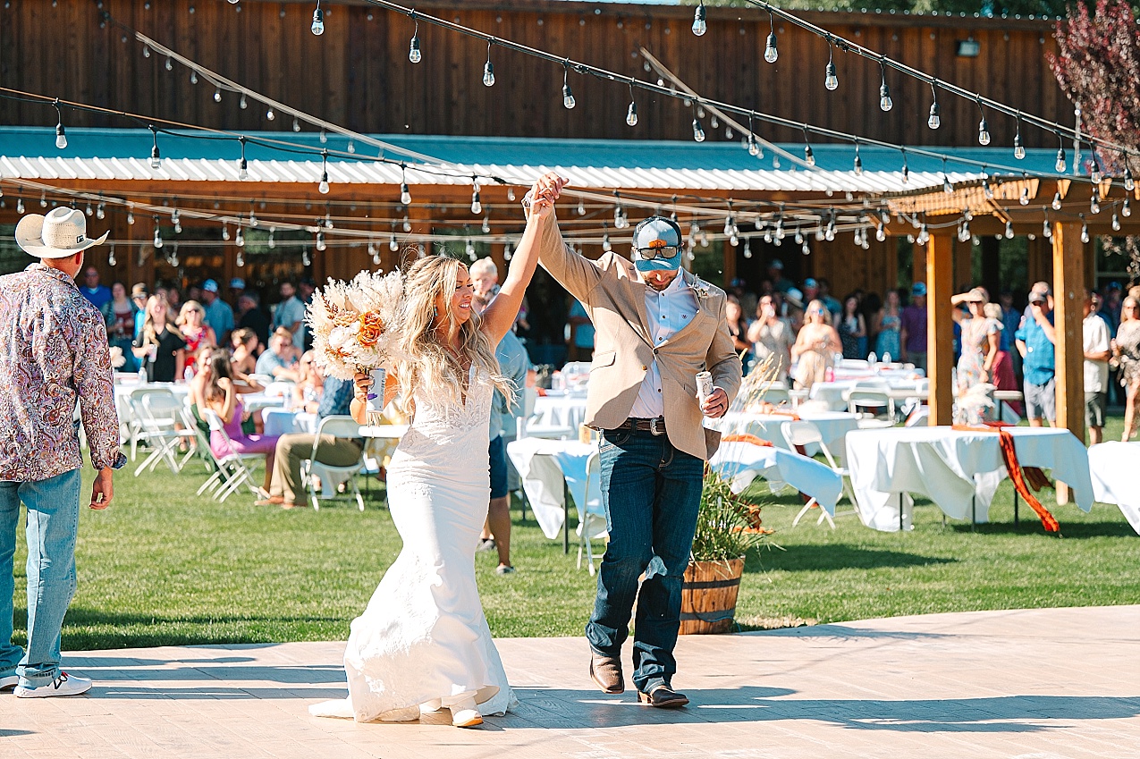McIntosh Ranch Wedding Ellensburg WA Blake and Korteney bride and groom entrance