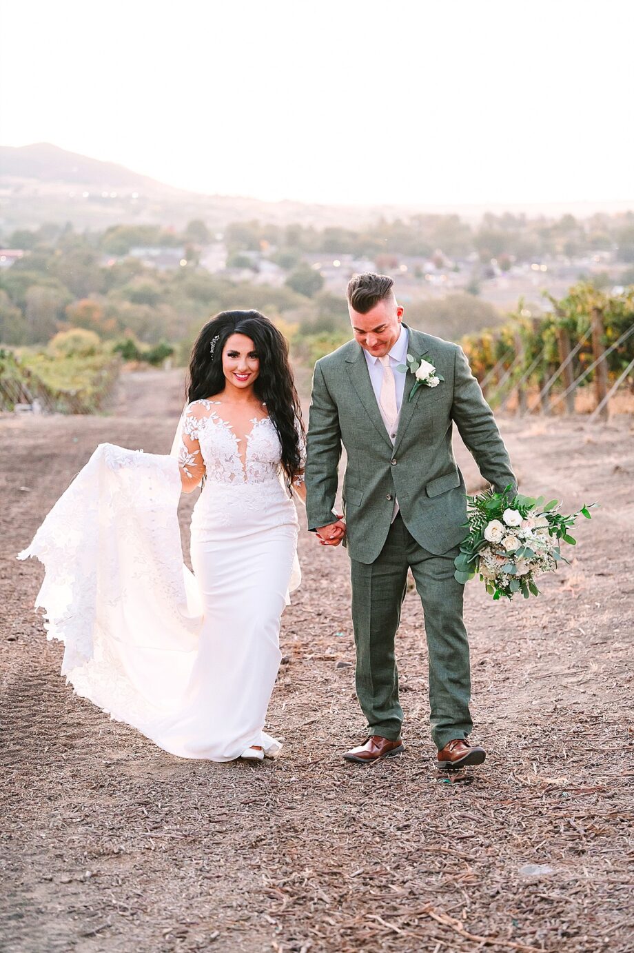 Terra Blanca Winery Wedding Nathan and Ashley bride and groom in vineyard