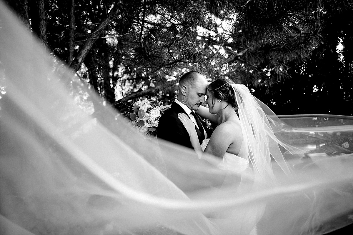 Sugar Pine Barn Wedding Benton City Photographer sunset portraits of bride and groom with a veil