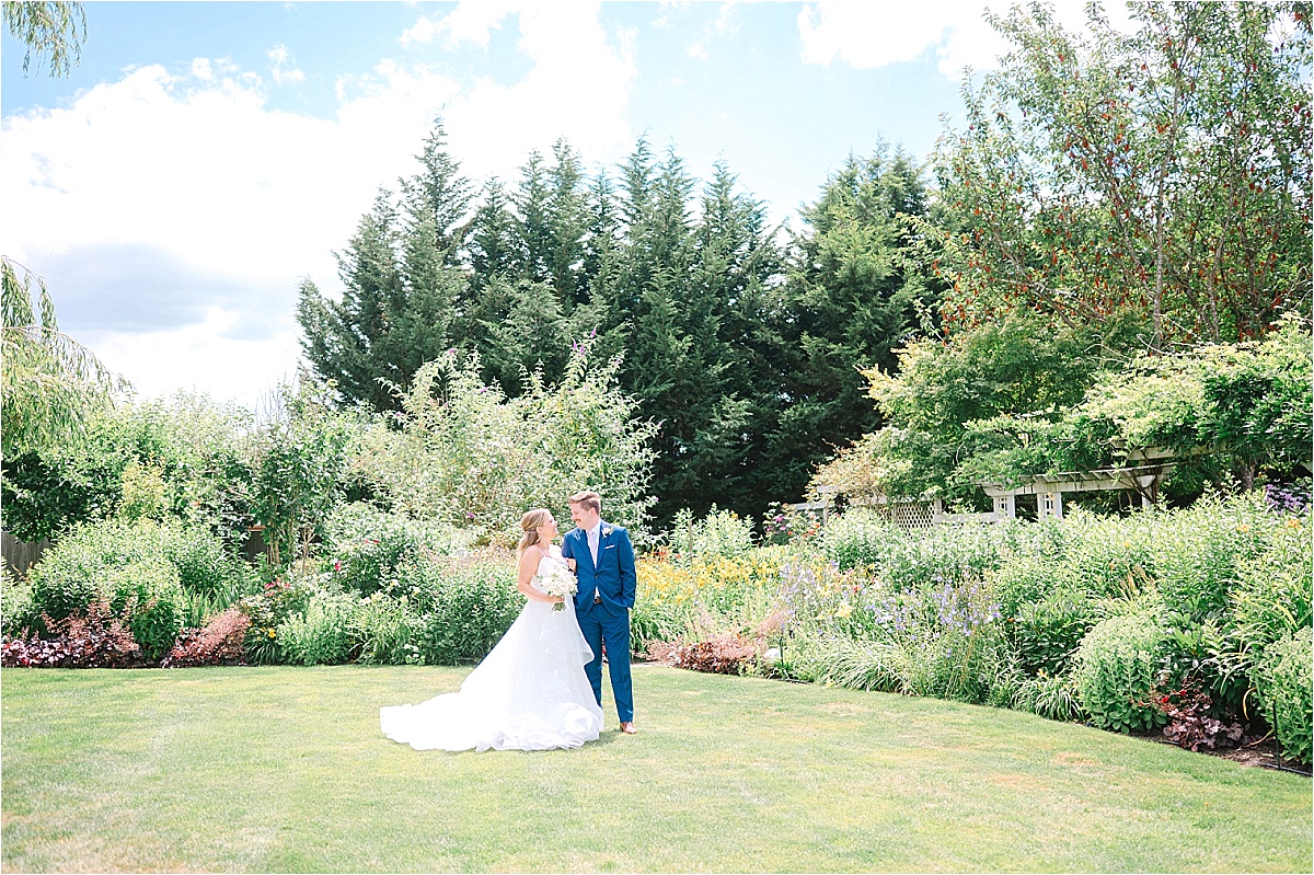 Genesis Farm and Gardens Wedding Enumclaw Bob and Anastasia bride and groom in the garden